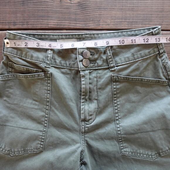 Pilcro Pants Womens 26 Olive Green Utility Ankle Crop High Rise Stretch Tapered - Picture 5 of 10